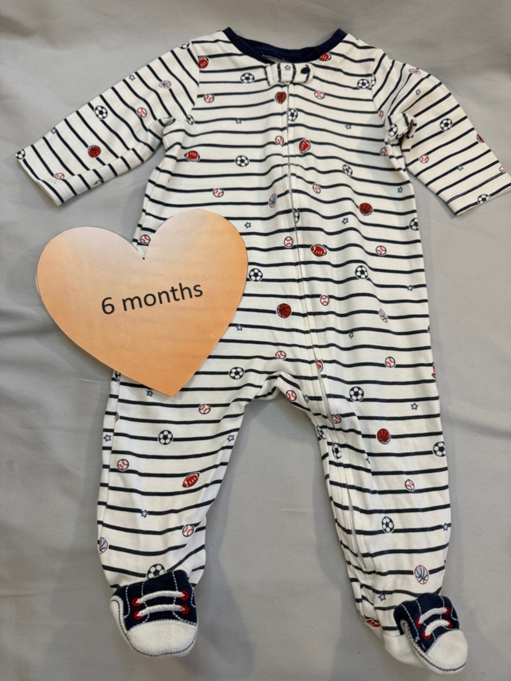 Little Me - Blue and White Sports footie/sleeper/One Piece